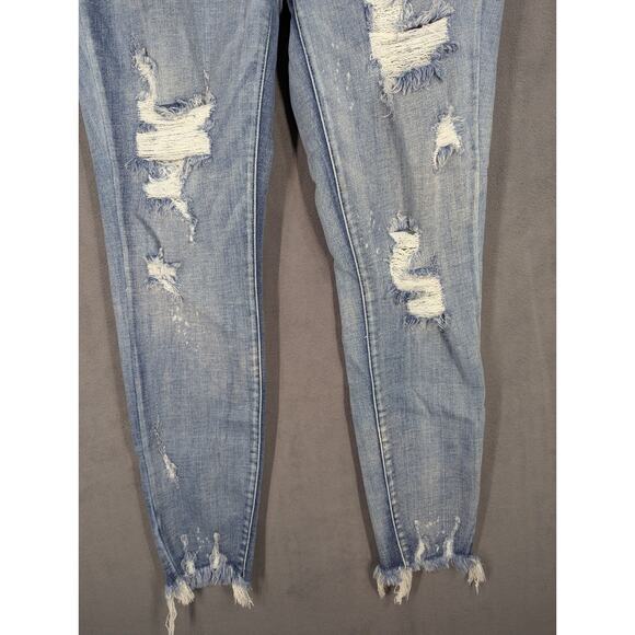 Judy Blue Jeans Womens 9/29 Blue Skinny Fit Stretch Distressed Denim - Picture 3 of 13